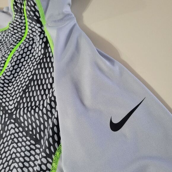 Nike Pro Women's Dri-FIT Half-Zip Gray Athletic Optic Illusion Running Pullover - Picture 9 of 15